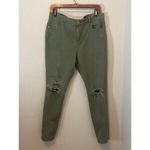 Women's Old Navy Olive Green Rockstar Mid-Rise Destressed Sz 14 Regular